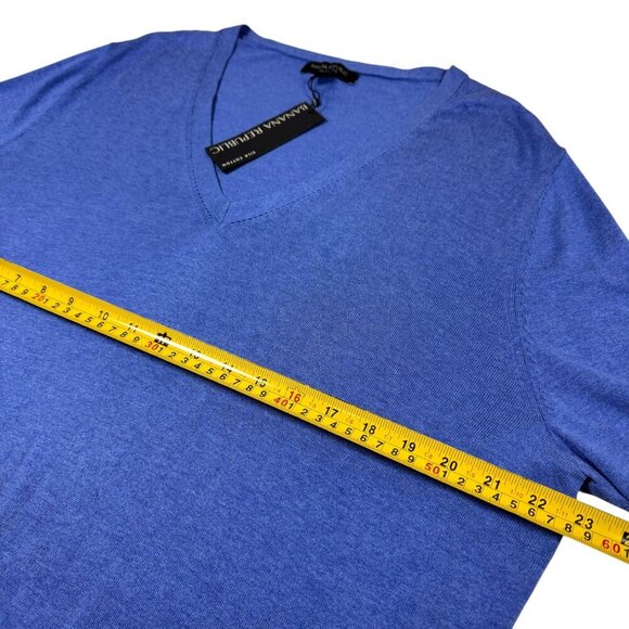 NWT Banana Republic V-Neck Sweater SZ XL Blue Silk Blend Minimalist Preppy - Picture 6 of 11